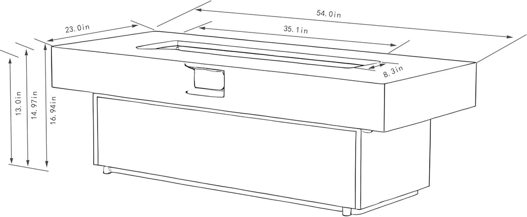 Outdoor Fire Pit Table Propane Gas Fire pits Outdoor Fireplaces 54'' Rectangular Firepit Table, 50,000 BTU Fire Table for Patio Set, Three Options of Assembled Hight Grey.
