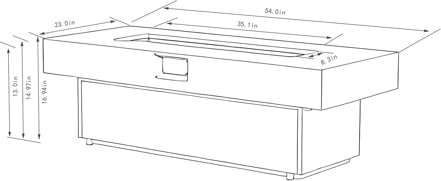 Outdoor Fire Pit Table Propane Gas Fire pits Outdoor Fireplaces 54'' Rectangular Firepit Table, 50,000 BTU Fire Table for Patio Set, Three Options of Assembled Hight Grey.