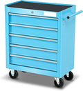 Auto Dynasty 5-Drawer Heavy-Duty Rolling Tool Trolley Tray with Ball-Bearing Slides, Corrosion-Resistant Finish, and Swivel Casters for Ultimate Workshop Organization