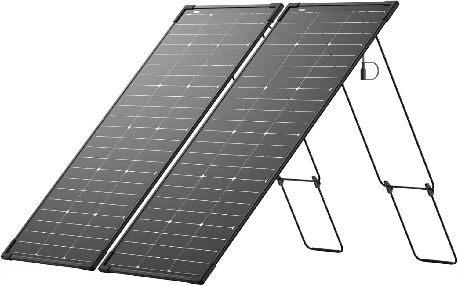 EF ECOFLOW 2PCS 125W Solar Panels, 250W Bifacial Rigid Modular Solar Panel Up to 25% Efficiency with IP68 Waterproof Rate, Adjustable Support and Solar Angle Guide for Camping, RVs & Home