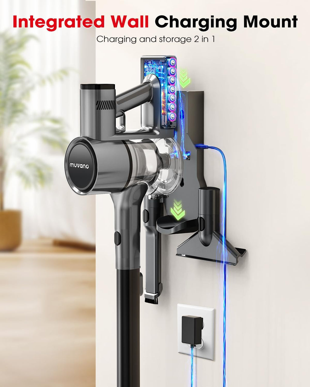 Cordless Vacuum Cleaners for Home, Up to 55 Minutes, Powerful Suction, Tangle-Resistant, Lightweight, Rechargeable Stick Vac with Wall Mount for Carpet, Tile, Pet Hair, Hardwood Floors