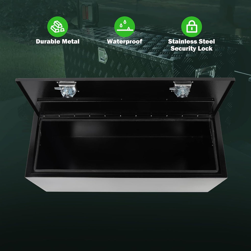SCITOO 48' Iron Truck Bed Tool Box,Heavy Duty Crossover Storage for Most Full Size Pickups,Lockable Weatherproof Chest,Fits 48'WX18'DX18'H Truck Beds,Easy Access to Load and Unload