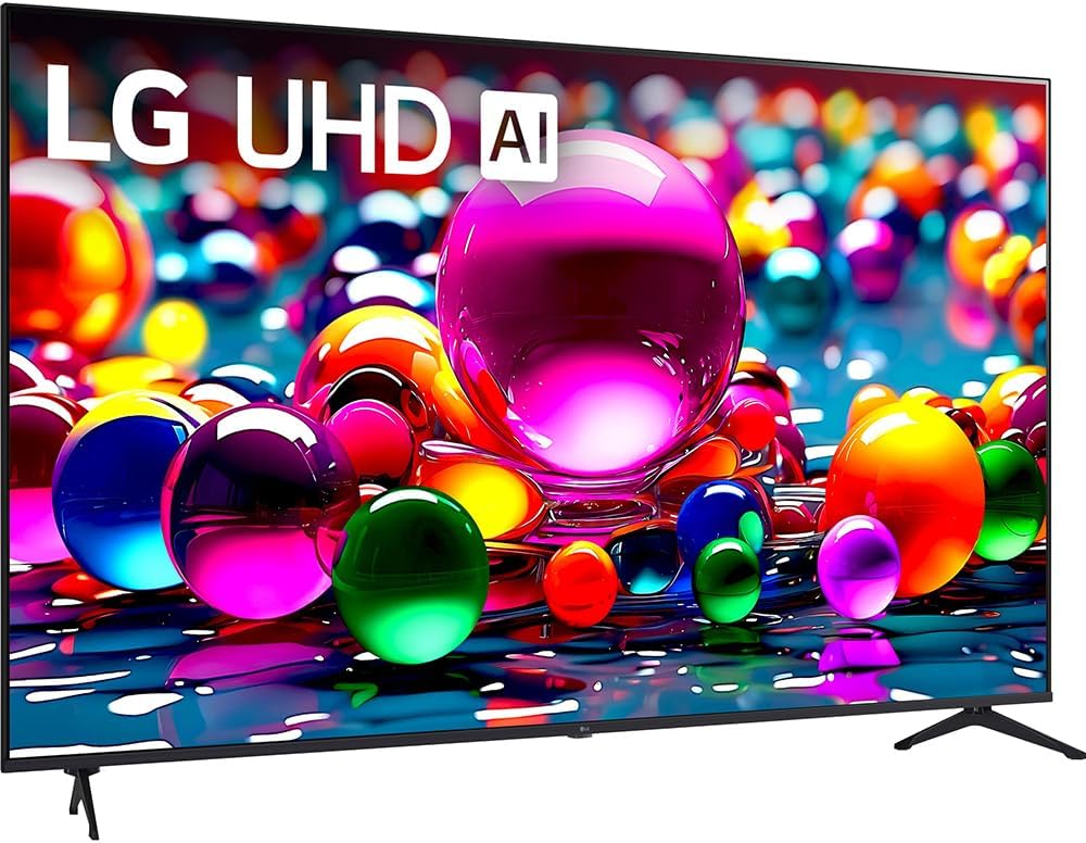 LG 55UA7700PUB 55 Inch UA77 LED AI 4K UHD Smart webOS TV 2025 Bundle with SKM1 2.0 Ch. Soundbar, 37'-70' TV Wall Mount, 6-Outlet Surge Adapter & Deco Gear Complete Home Theater Beginner's Guidebook
