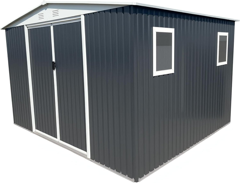 Large 12x10 FT Metal Garden Shed with Apex Roof | Heavy-Duty Steel Outdoor Storage for Tools, Bikes & Lawn Equipment