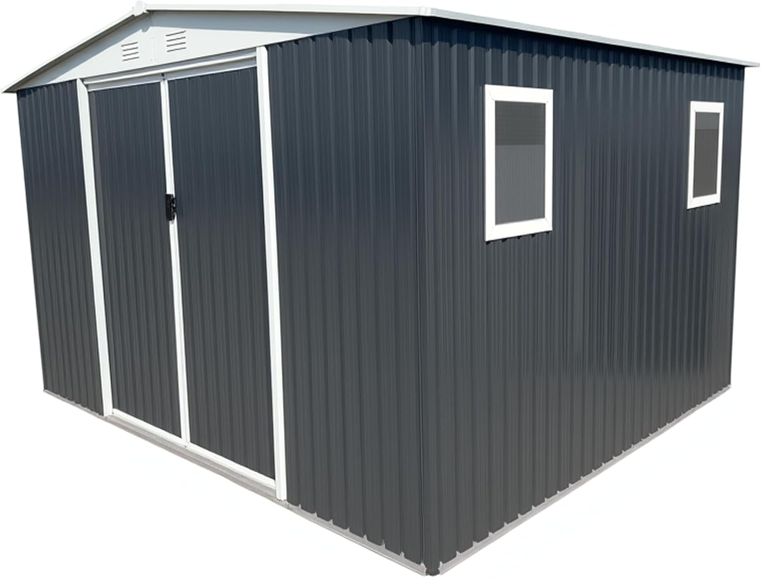 Large 12x10 FT Metal Garden Shed with Apex Roof | Heavy-Duty Steel Outdoor Storage for Tools, Bikes & Lawn Equipment