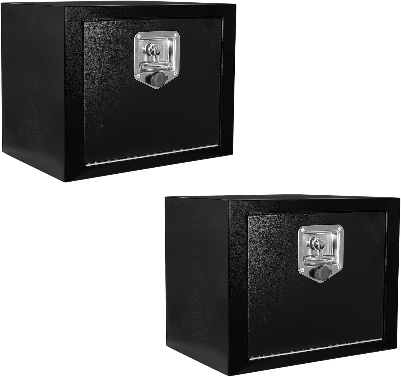 18 Inch Underbody Truck Tool Box 2 Pack,18'x 12'x 14' Heavy Duty Steel Truck Storage Organizer for Pick Up Truck Bed RV Trailer, Waterproof Tool Box Chest with T-Handle Lock, Black (Pack of 2)