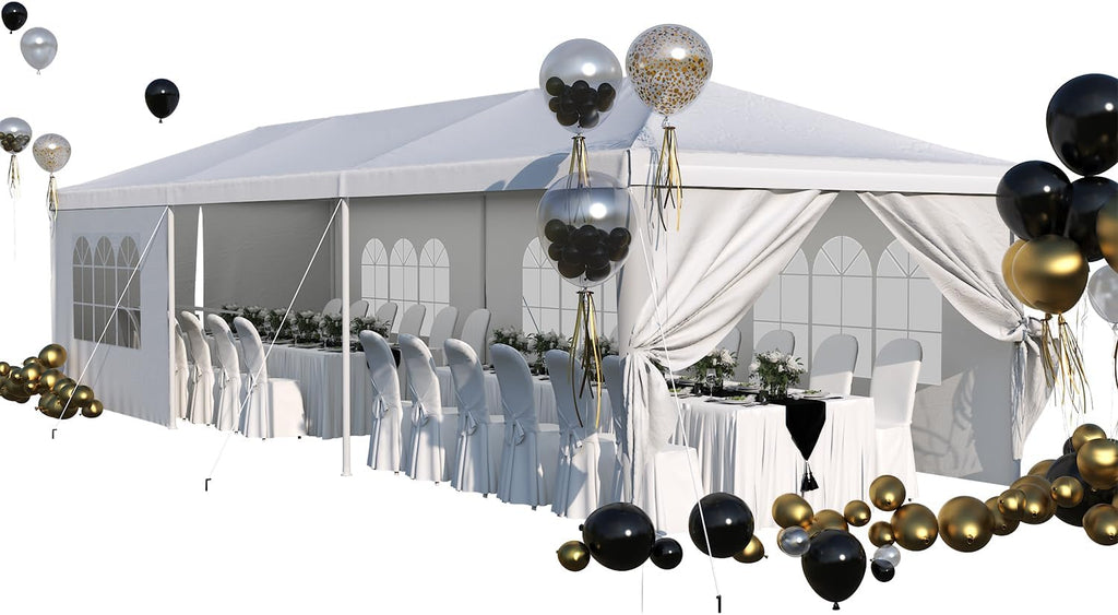 Devoko 10'x30' Heavy Duty Outdoor Canopy Tent, Waterproof Wedding Party and Events Tent with UV Protection & Sidewalls, Wind Resistant Portable Gazebo for Backyard, Patio, White