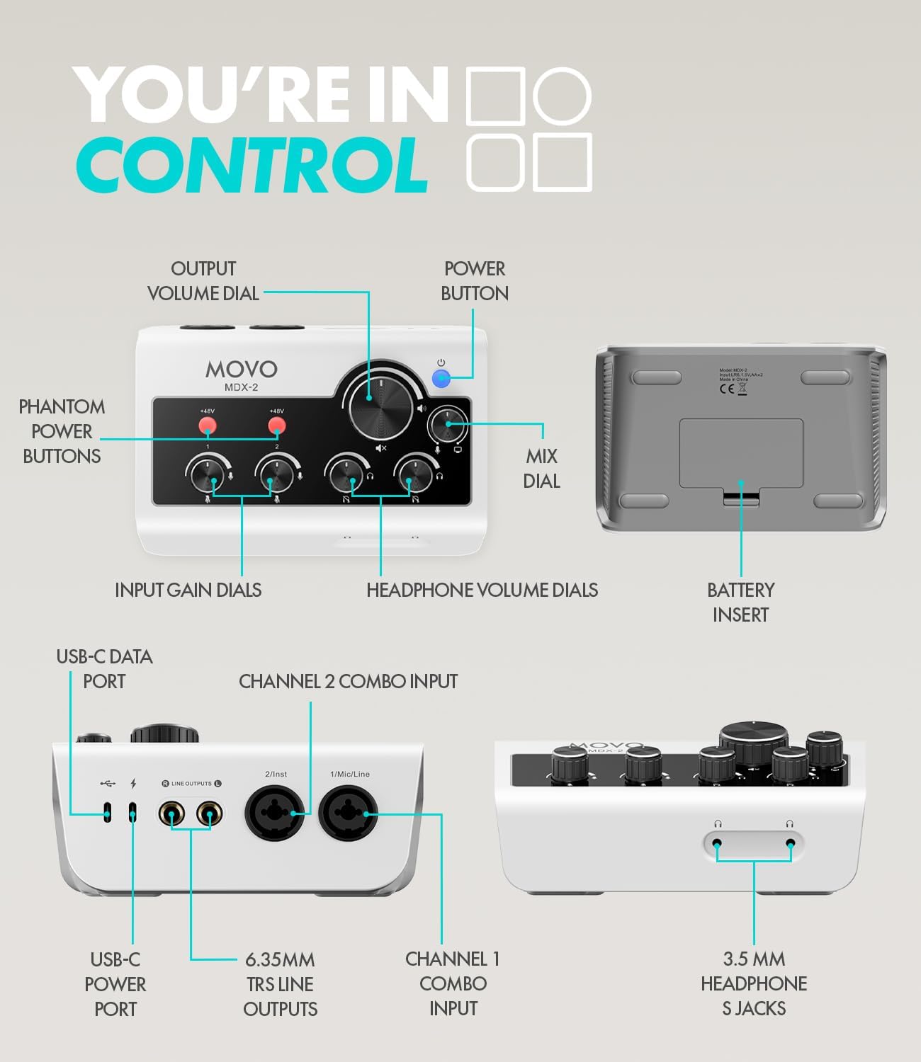 Movo Portable Podcast Equipment Bundle for iPhone/Android Phones- Podcast Kit with Audio Interface, 2 UM6 Dynamic Mics, 2 Boom Arms - for Smartphones, Computers, PC and Mac