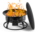 Tangkula Outdoor Portable Propane Gas Fire Pit, 58,000 BTU Gas Fire Pit with Cover, Carry Strap & Lava Rocks, 19 Inch Outdoor Firebowl with Propane Gas Hose & Tank Secure Ring for Camping, Backyard
