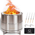 GreenVines Smokeless-Fire-Pit | 19-Inch | 304 Stainless-Steel-Firepit | Portable Outdoor Pits with Stand for Camping | Bag & Sticks & Holders | Solo Wood Burning Bonfire | Low Smoke Stove