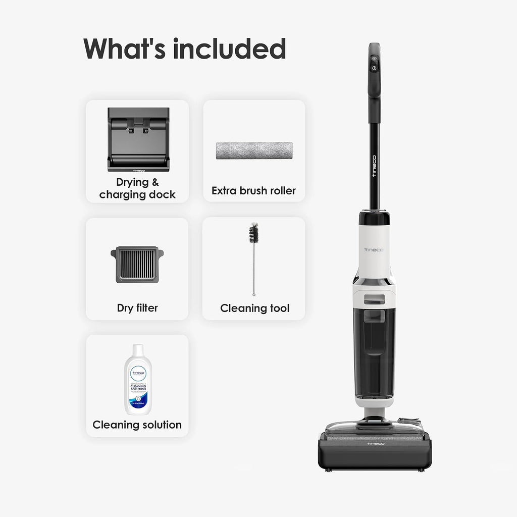 Tineco Floor ONE Stretch S6 Cordless Wet Dry Vacuum Cleaner, 180°Lay-Flat Smart Vacuum Mop, 40 Minutes Long Runtime 158℉ Flashdry Self-Cleaning, Dual-Sided Edge Cleaning Lightweight Floor Cleaner
