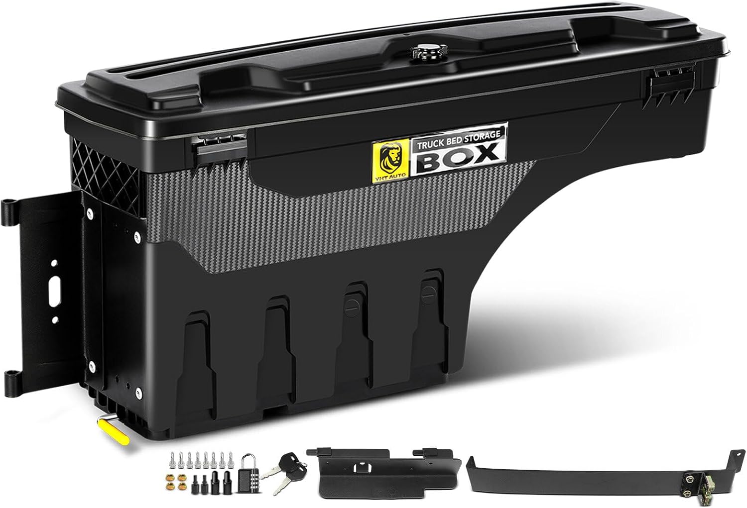 YHTAUTO Truck Bed Storage Tool Box Lockable Compatible with 1999-2007 Chevy Silverado GMC Sierra 1500/2500/3500 & HD(Fit 2007 Classic), Driver Side, Swing Waterproof Wheel Well ToolBox