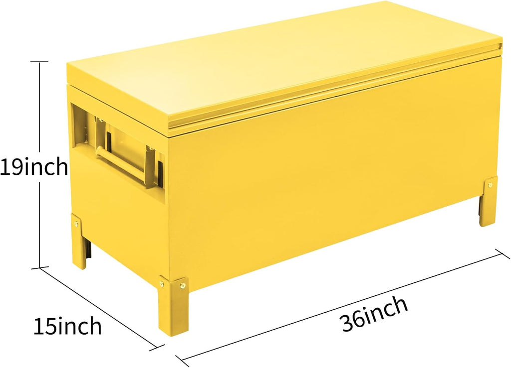 Garvee Steel Truck Bed Toolboxes 36'' Jobsite Storge Box Heavy Duty Steel Jobsite Tool Chest XXL Large Deck Truck Bed Box (36 Inch/Yellow)