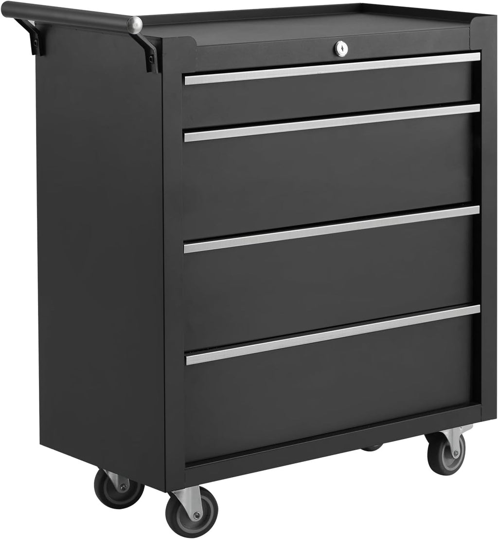 Rolling Tool Chest, 4 Drawers Tool Storage Cabinet with Wheels, Portable Tool Cabinet Organizer with Locking System & Drawer Liners,Universal Lockable Wheels, Tool Storage Cart for Garage, Workshop