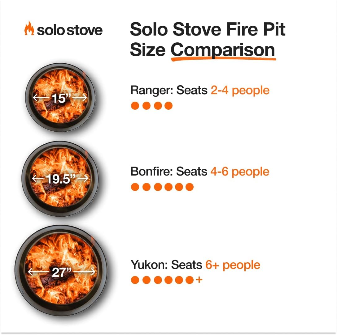 Solo Stove Bonfire with Stand | 19.5' Smokeless Fire Pit, Removable Ash Pan | Portable Stainless Steel Wood Burning Outdoor Fireplace, Ideal for 4–6 People, 21.75 lbs