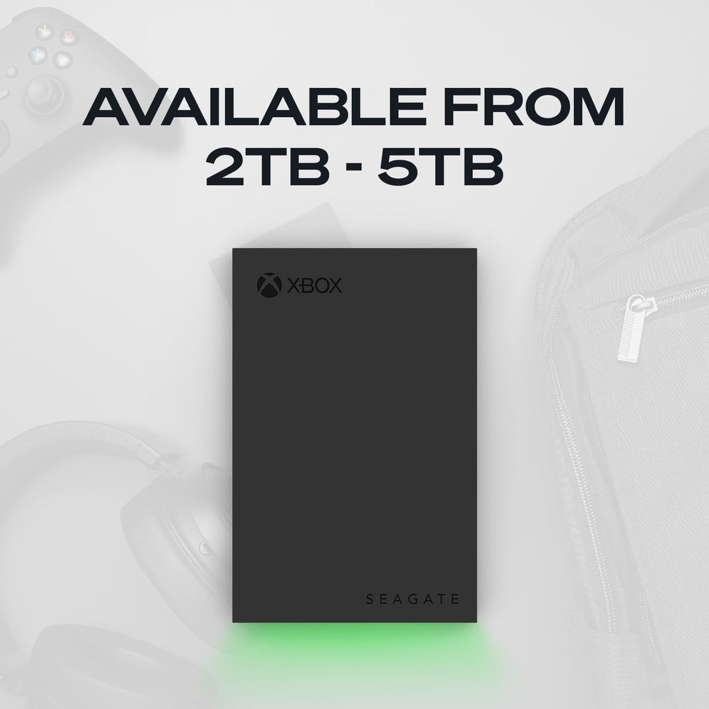 Seagate Game Drive for Xbox 2 TB External Hard Drive Portable HDD - USB 3.2 Gen 1, Black with built-in green LED bar, Xbox Certified, 3 year Rescue Services (STKX2000400)