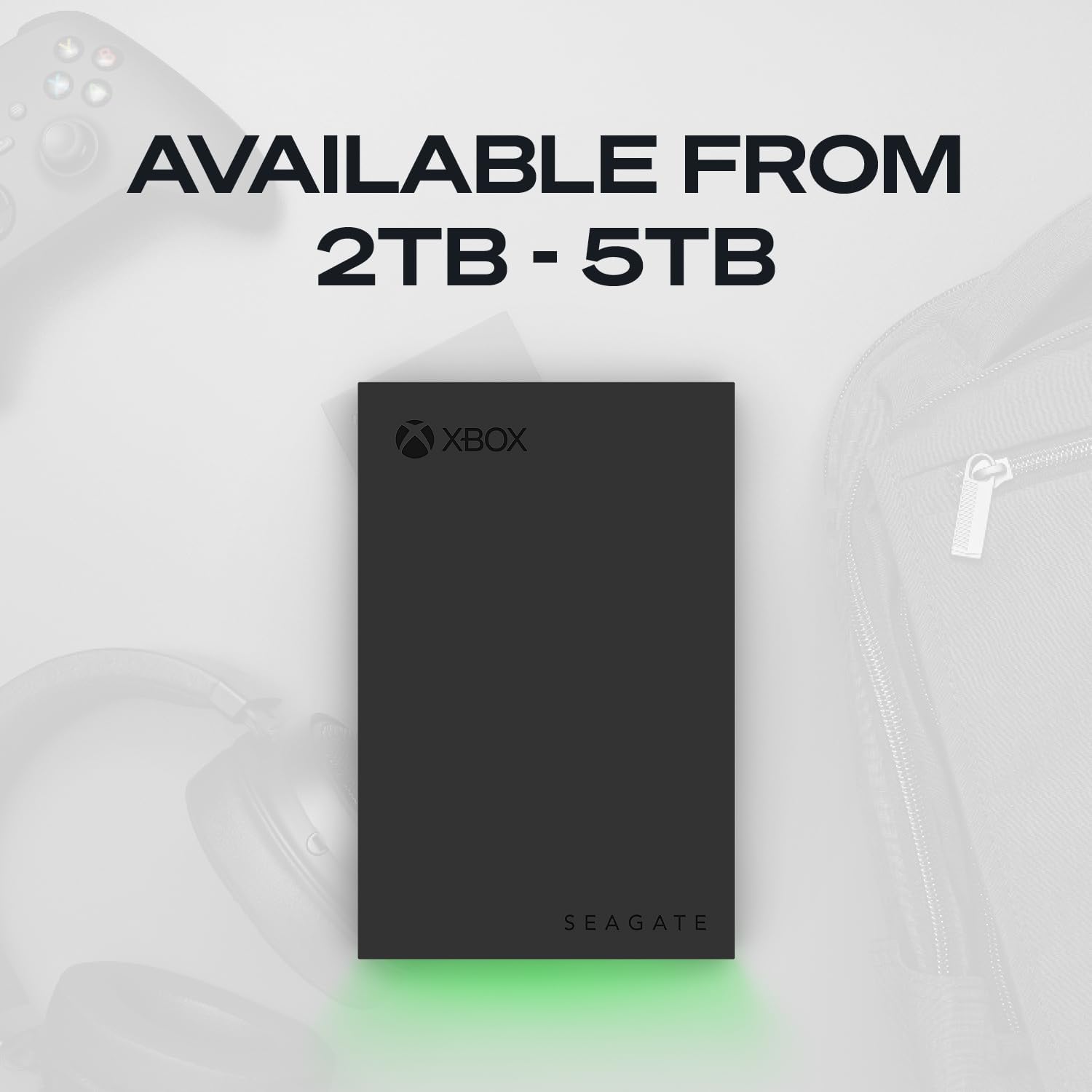 Seagate Game Drive for Xbox 2 TB External Hard Drive Portable HDD - USB 3.2 Gen 1, Black with built-in green LED bar, Xbox Certified, 3 year Rescue Services (STKX2000400)