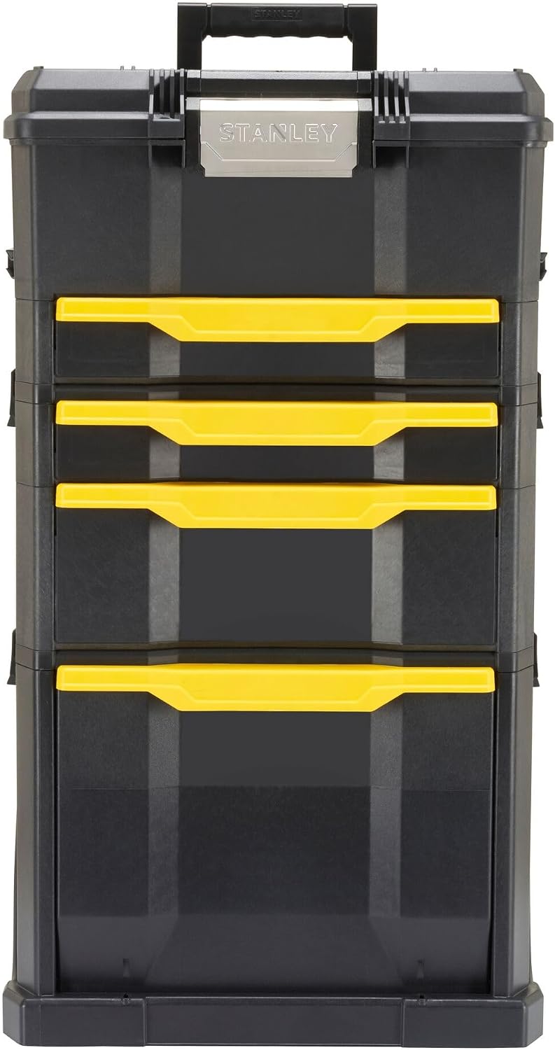 STANLEY Rolling Workshop Toolbox, Detachable Toolbox with Drawers, Flip Bin, Back Pocket, 7 Heavy Duty Wheels, 1-79-206