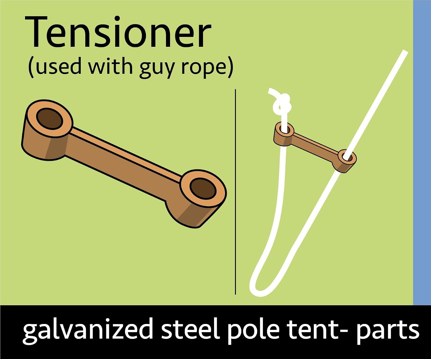 Pole Tent Guy Rope Tensioners - Long Lasting Poly Plastic Material - for 1/2' Guy Rope Fastening for Party Tents, Events, Weddings, Schools, and Churches (100-Pack)
