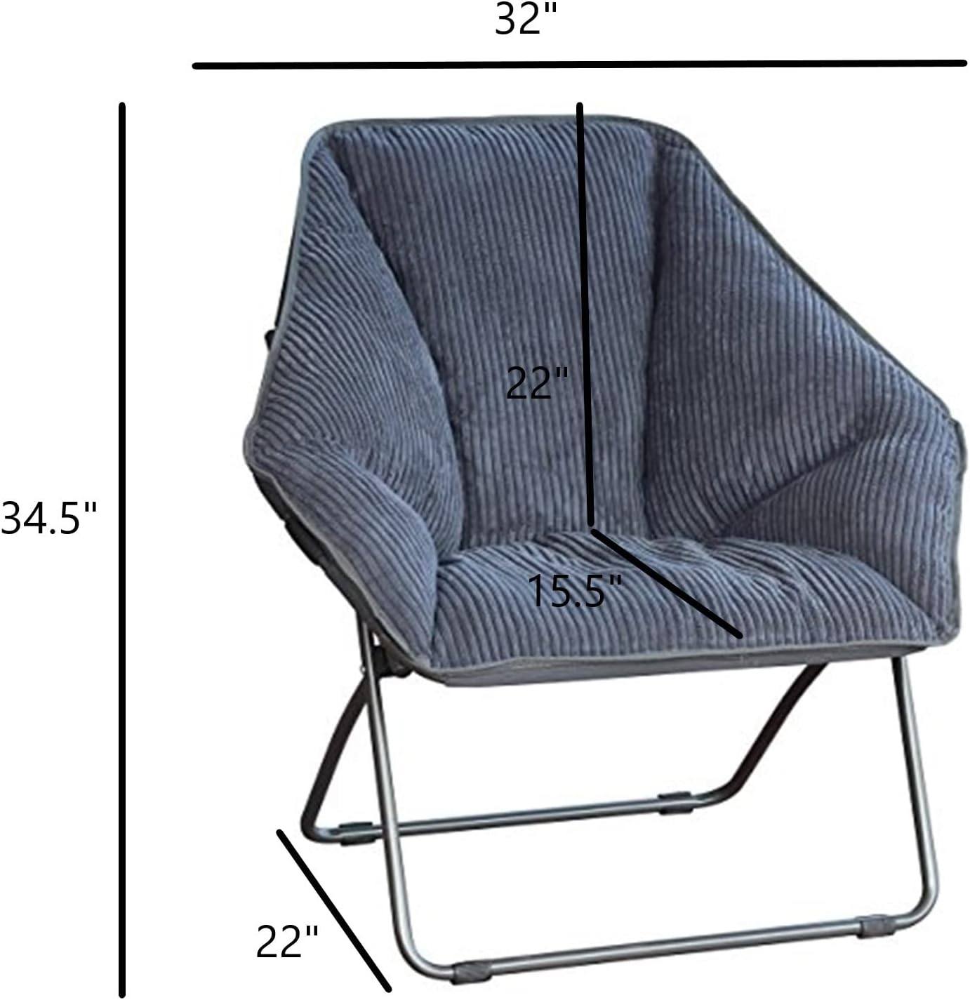 Zenithen Limited Indoor Plush Accent Seat Hexagon Folding Portable Dish Chairs for Bedrooms, Dorm Rooms, and Living Rooms, Grey (Pack of 3)
