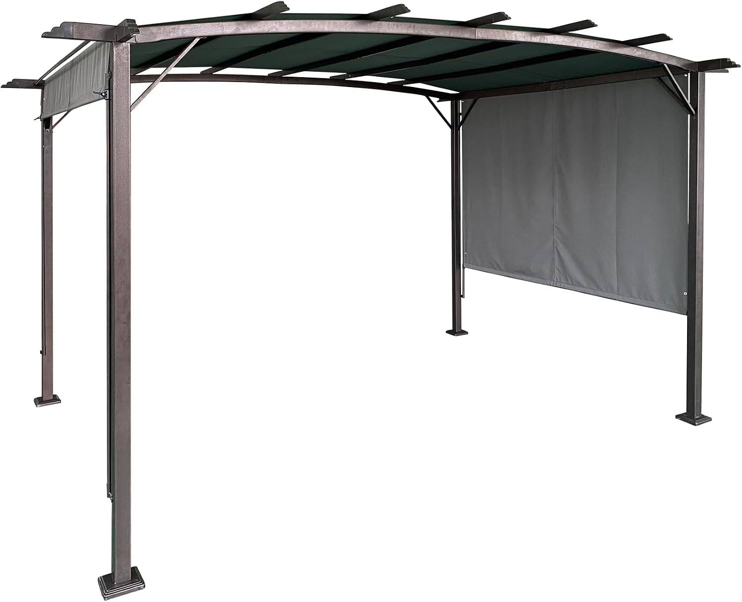 12' x 9' Ft. Outdoor Patio Retractable Canopy Gazebo Metal Pergola with Adjustable Shade (Grey)