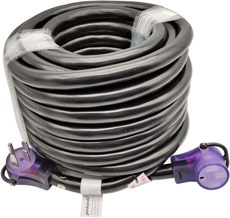 Parkworld EV/RV 50A Extension Cord, NEMA 14-50 Extension Cord, NEMA 14-50P to 14-50R 50amp 4prong (75FT)