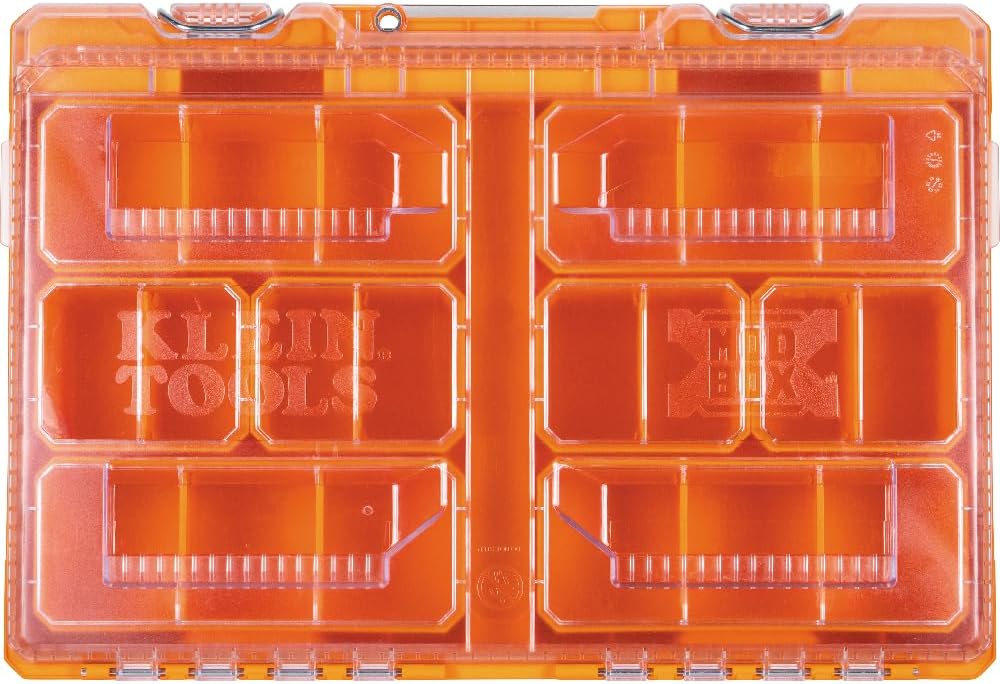 Klein Tools 54806MB MODbox Tall Compartment Box, Full-Width Tool Organizer, Small Parts Tool Box with 20 Compartments, 8 Removable Bins for Fasteners, Stackable Module