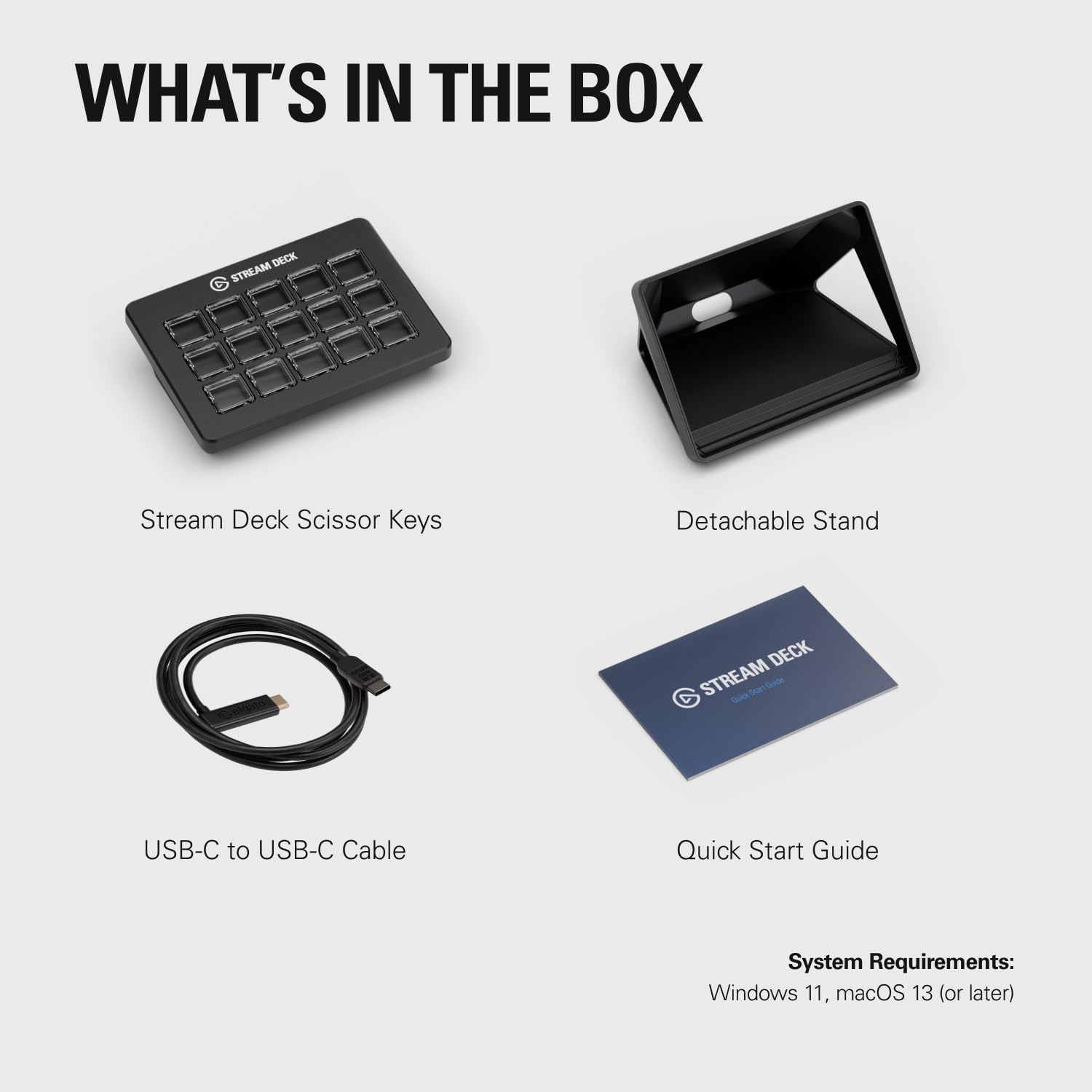 Elgato Stream Deck Scissor Keys—Workflow Controller with Customizable Macro Keys for OBS, Twitch, Discord, Teams, Photoshop, and More—USB-C, Windows 10, macOS 13 or Later