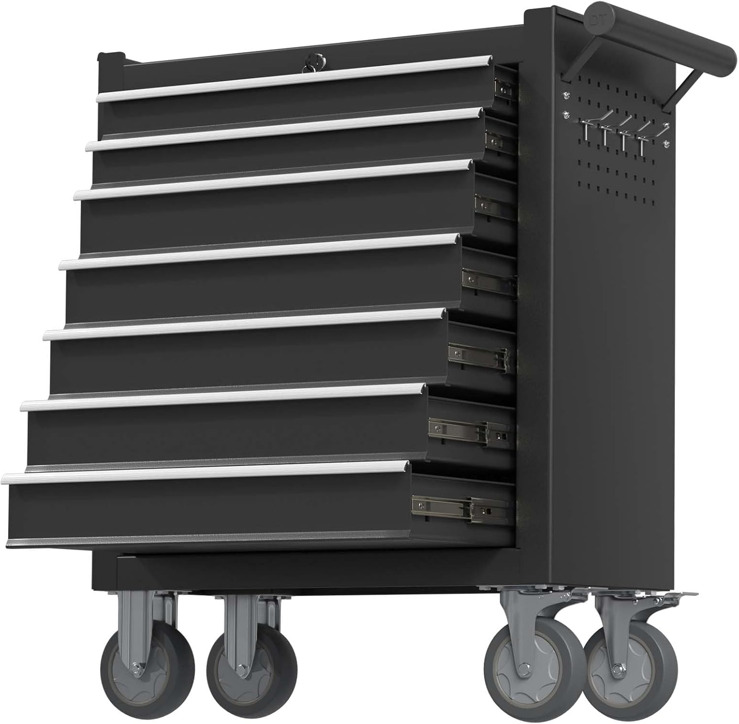 7-Drawer Tool Chest, Rolling Tool Box with Wheels, High Capacity Detachable Mobile Tool Storage Cabinet for Workshop, Garage, Mechanics and Repair Room (Black, 7-Drawer)