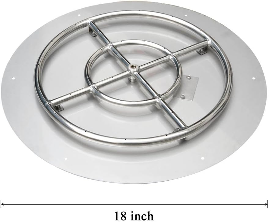 Stanbroil Stainless Steel 18' Round Flat Fire Pit Burner Pan w/12 Fire Ring Installed, BTU 92,000 Max
