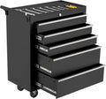 Tool Chest with Wheels, 4 Drawer Rolling Tool Storage Cabinet Cart, Portable Toolbox Organizer with Locking System, Drawer Liners for Garage, Workshop, Shop, Mechanic, Black