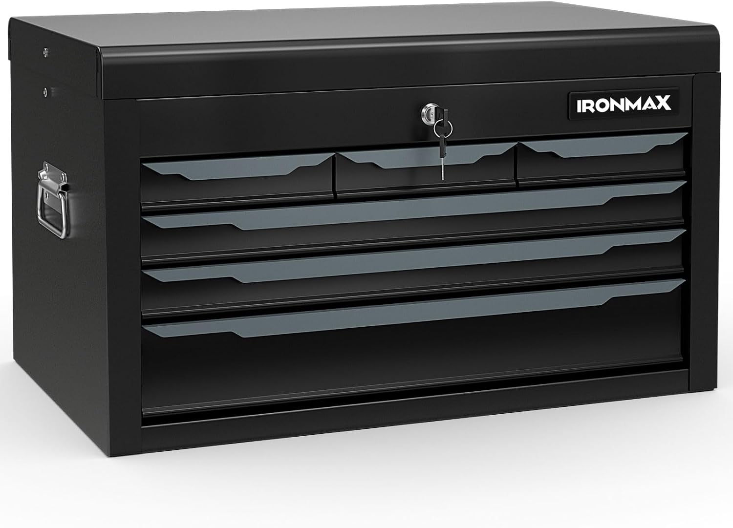 IRONMAX 6 Drawer Tool Box, 24' Lockable Toolbox with Top Tray, Portable Steel Storage Box Organizer, Heavy Duty Tool Chest Cabinet for Garage, Workshop, Repair Shop, Warehouse