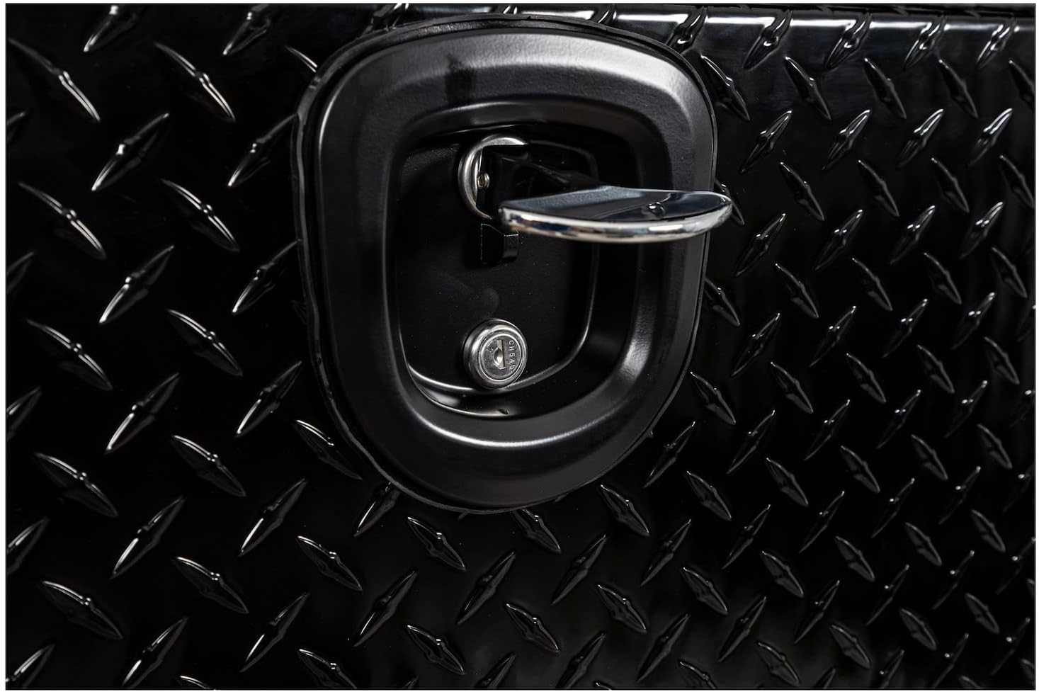 Buyers Products 1721551 Black Aluminum Diamond Tread Topsider Truck Box With Drop Door, 72 x 13 x 16 Inch, Made in The USA, Lockable Tool Chest, Durable Job Box For Storage & Organization