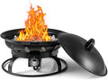 Tangkula Propane Fire Pit, 21 Inch Diameter Patio Portable Fire Bowl with Cover, Igniter & Tank Base Holder, 58,000 BTU Outdoor Gas Firepit with Lava Rock for Camping, Patio