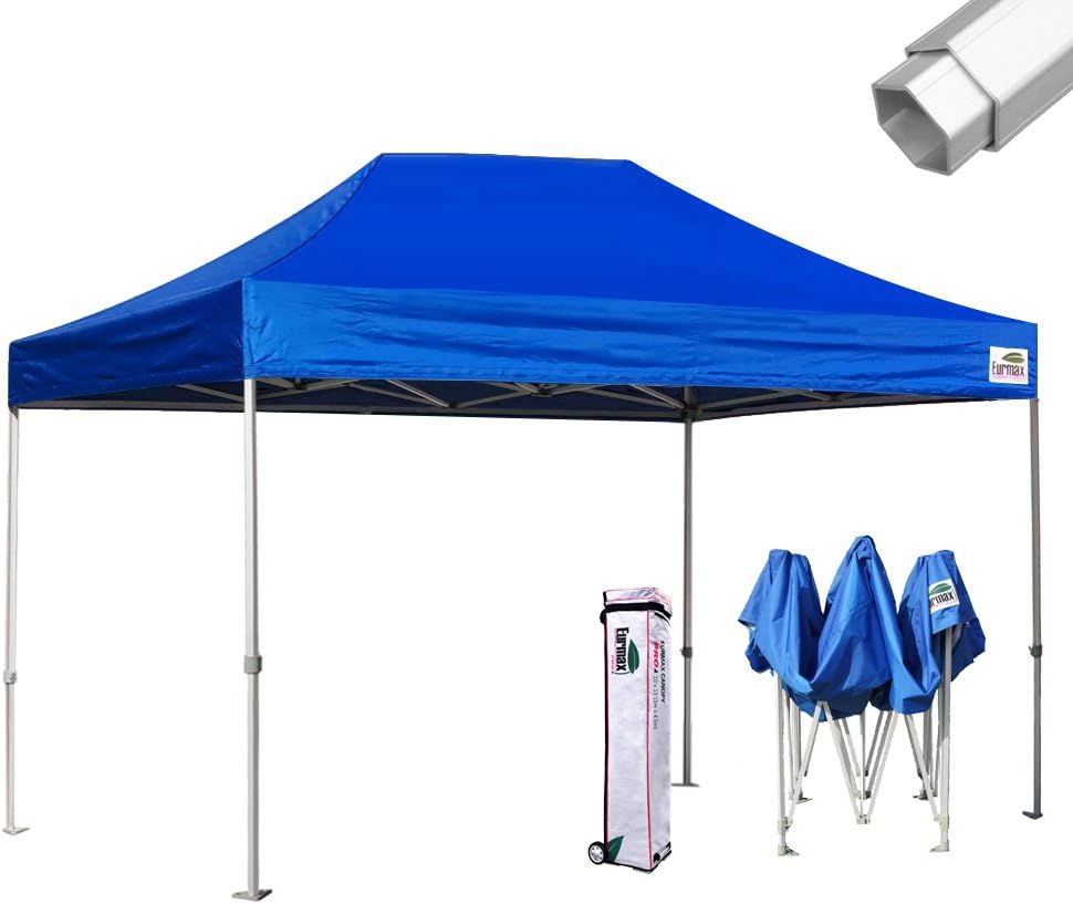 Eurmax USA Pro 10x15 Pop Up Canopy Wedding Party Tent Instant Outdoor Gazebo Pavilion Canopies BBQ Cater Events Aluminum Frame Commercial Grade Bonus Roller Bag(Blue)