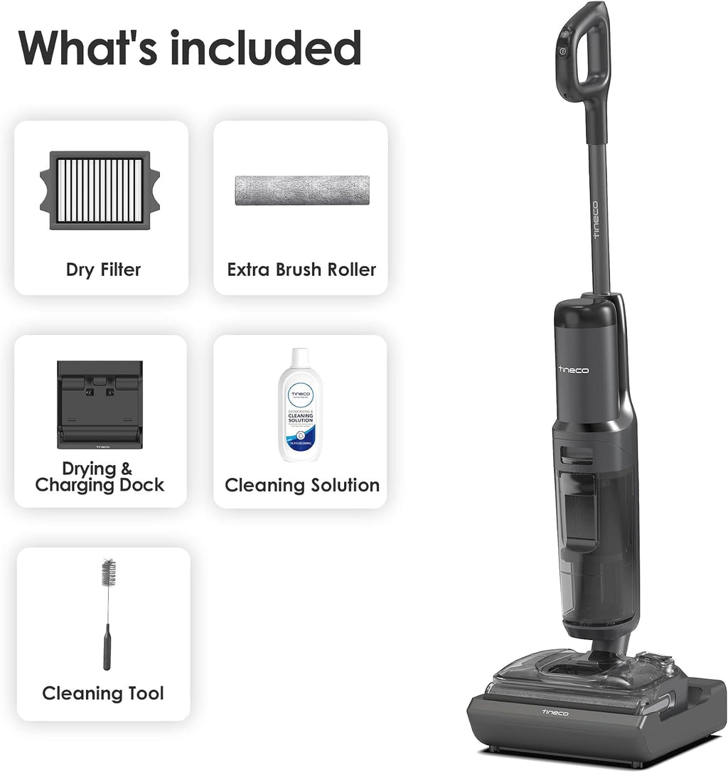 Tineco Floor ONE S7 Stretch Ultra Cordless Wet Dry Vacuum Cleaner, 180°Lay-Flat Anti-Tangle Design, 50 Minutes Runtime, 185℉ Flashdry Self-Cleaning, Dual-Sided Edge Cleaning Floor Cleaner
