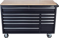 Rolling Large Tool Chest 56-Inch 10 Drawers, Big Tool Chest with Drawers, Workbench with Wooden Top and Power Strip, Rolling Toolbox with Drawers and Locking System, Black