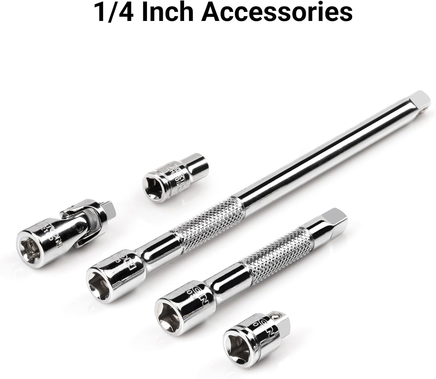 TEKTON 1/4 Inch Drive 6-Point Socket and Ratchet Set with Rails and Trays, 57-Piece (5/32-9/16 in., 4-15 mm) | SKT03301
