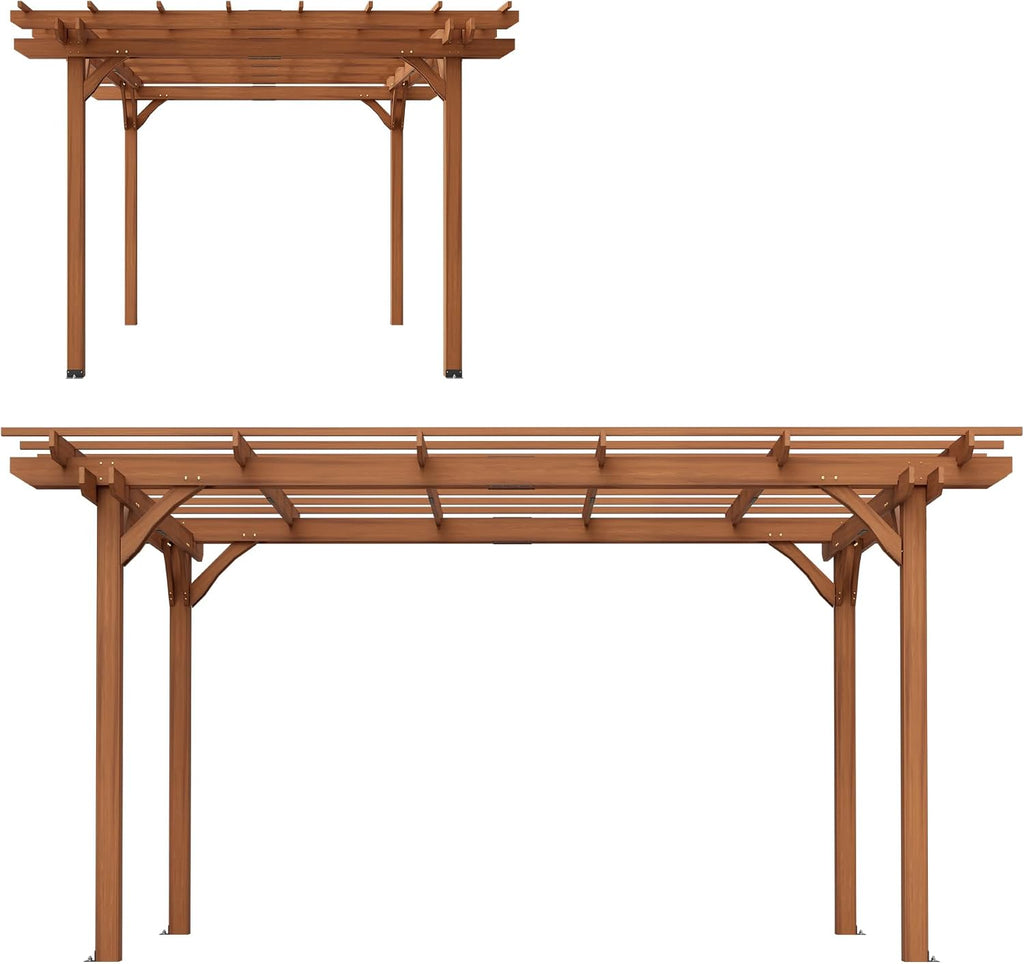 Outdoor Gazebo Wooden Grape pergola for Climbing Plant Support, Garden, Terrace, Backyard, (12 x 10 FT)