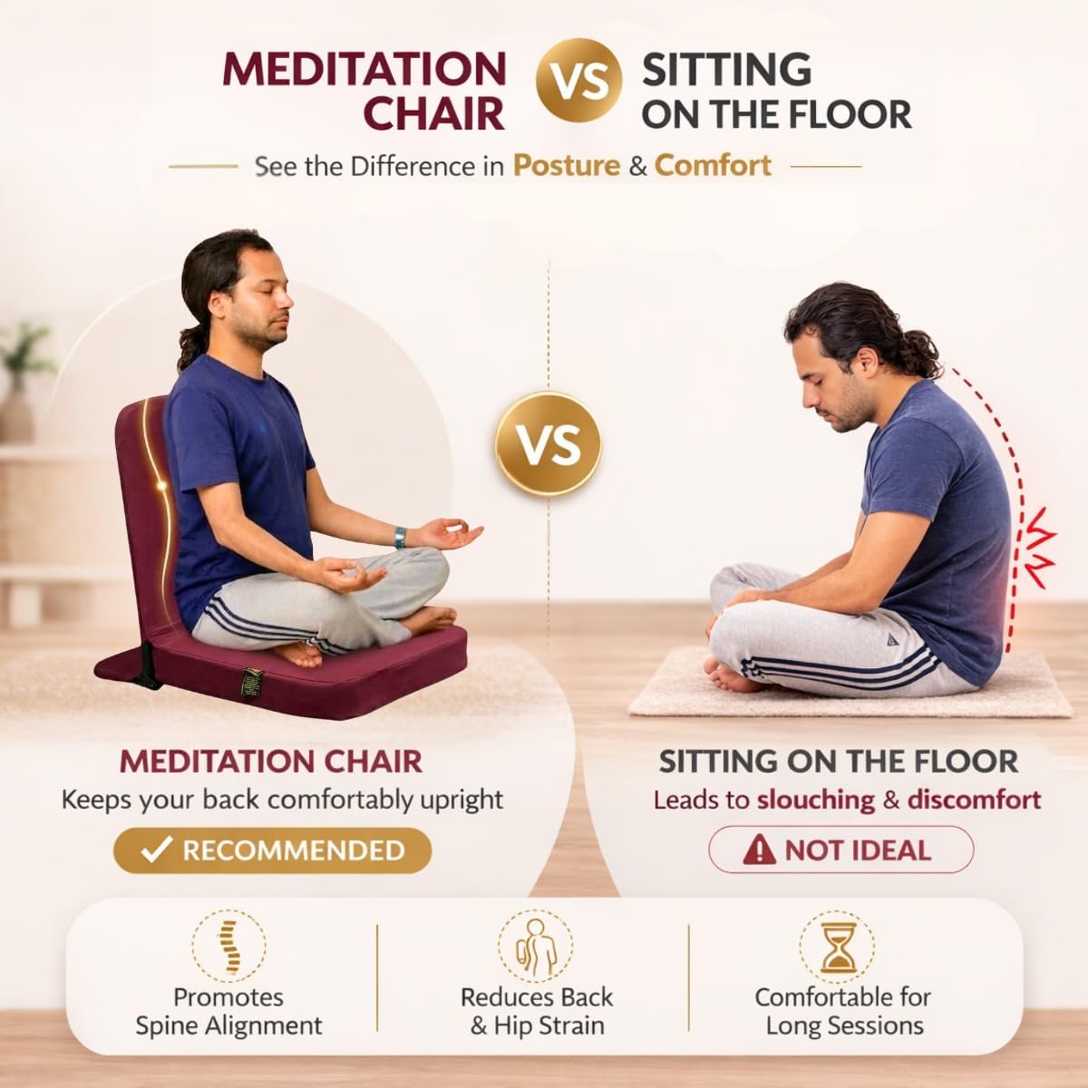 Friends Of Meditation Back Jack Meditation and Yoga Chair (18 X 18 Inch)