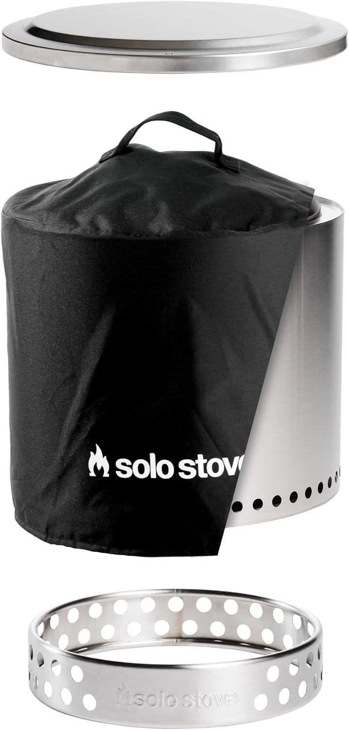 Solo Stove Ranger Amazon Exclusive Fire Pit Bundle | Portable & Smokeless | Includes Stand, Lid & Shelter | Ideal for 2–4 People | Stainless Steel, 15'x15', 22lbs