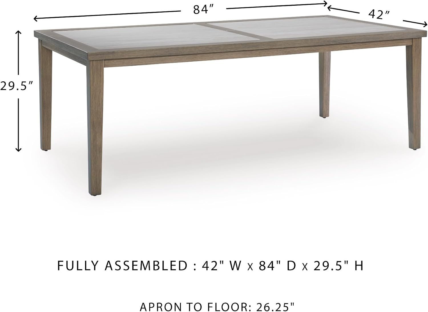 Signature Design by Ashley Rainier Ranch Contemporary Sintered Stone Tabletop Outdoor Dining Table with 4 Legs, Light Brown & Beige