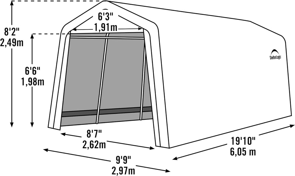 ShelterLogic 10' x 20' x 8' 3-in-1 Run-in Outdoor Animal Shelter with Waterproof Cover, All-Weather Outdoor Storage Shed for Animals, Agriculture, and Farm Equipment, Brown