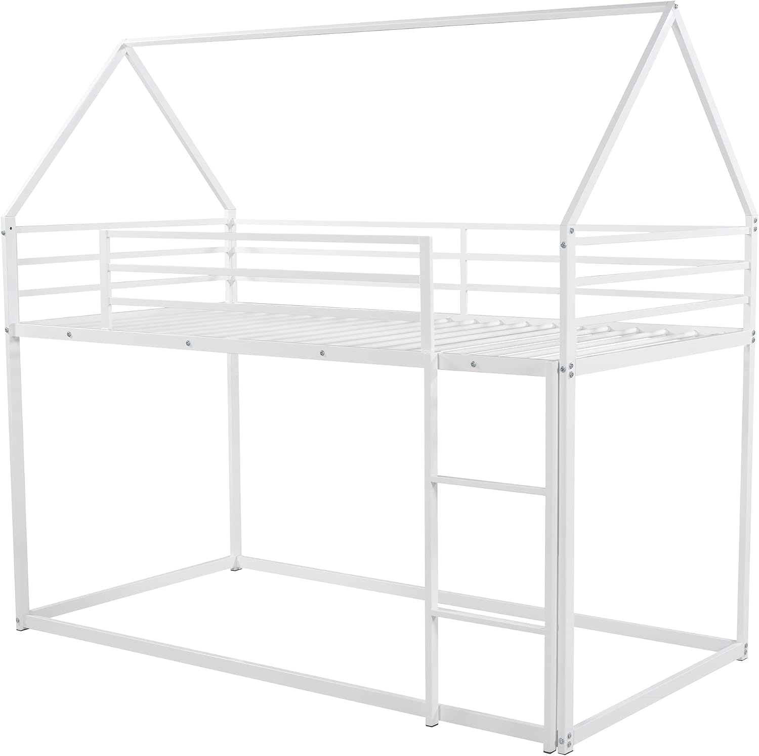 SOFTSEA Junior's Metal Twin Over Twin Bunk Bed Low House Bunk Beds for Kids
