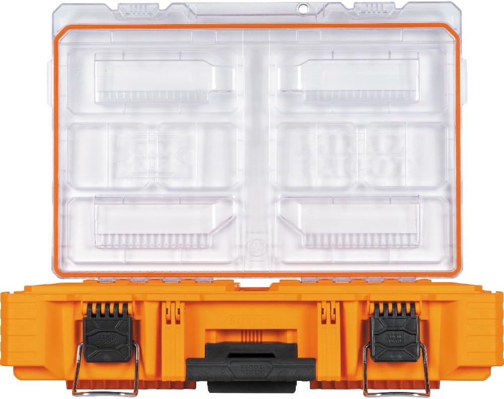 Klein Tools 54806MB MODbox Tall Compartment Box, Full-Width Tool Organizer, Small Parts Tool Box with 20 Compartments, 8 Removable Bins for Fasteners, Stackable Module