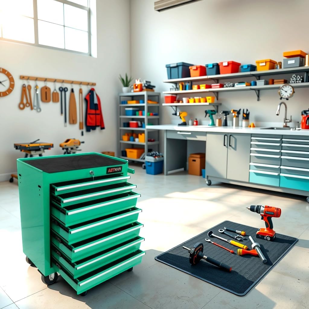 Mini Tool Box,Tool Box with Wheels, Lockable Rolling Tool Chest, Caja de herramientas para mecánico, Tool Box with Wheels,Work Table for Garage & Repair Shop,Warehouse, Workshop