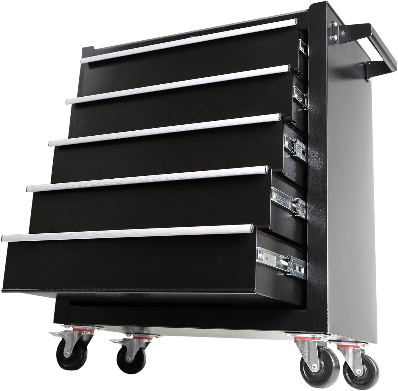5 Drawer Tool Cart Rolling Tool Chest on Wheels Drawers Rolling Tool Box Top Cushion Drawer Liners Organizer with Locking System for Garage Workshop Warehouse Repair Shop Black