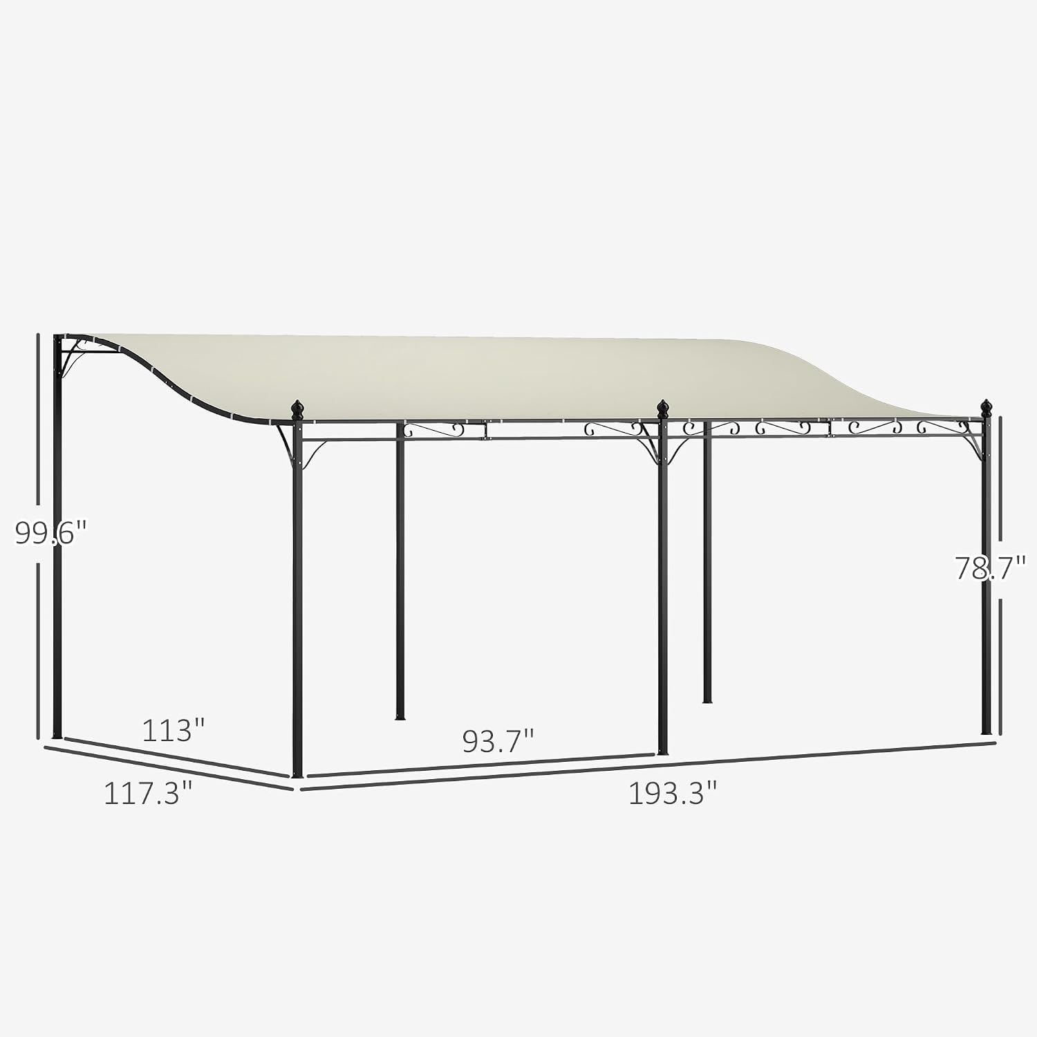 Outsunny 10' x 16' Outdoor Pergola Canopy, Wall-Mounted Metal Patio Canopy with Weather-Resistant Fabric and Drainage Holes for Backyard Garden Porch Beach, Cream White