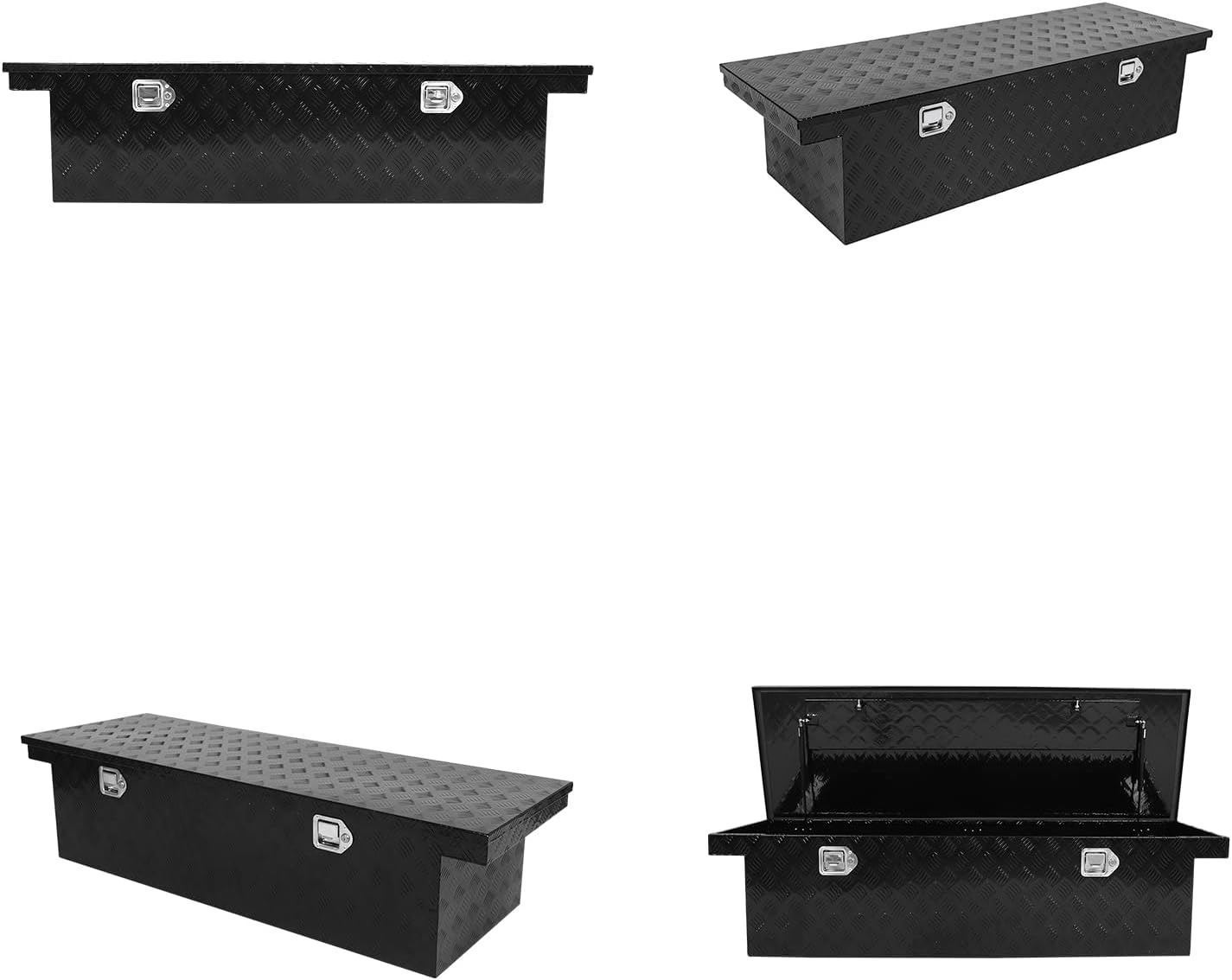 Crossover Tool Box Deep 14' H x 20' D x 60' L Waterproof Lockable Aluminum Black Truck Storage Box Compatible with Chevy Colorado,Ford Ranger,GMC Canyon（For Mid-Size Trucks