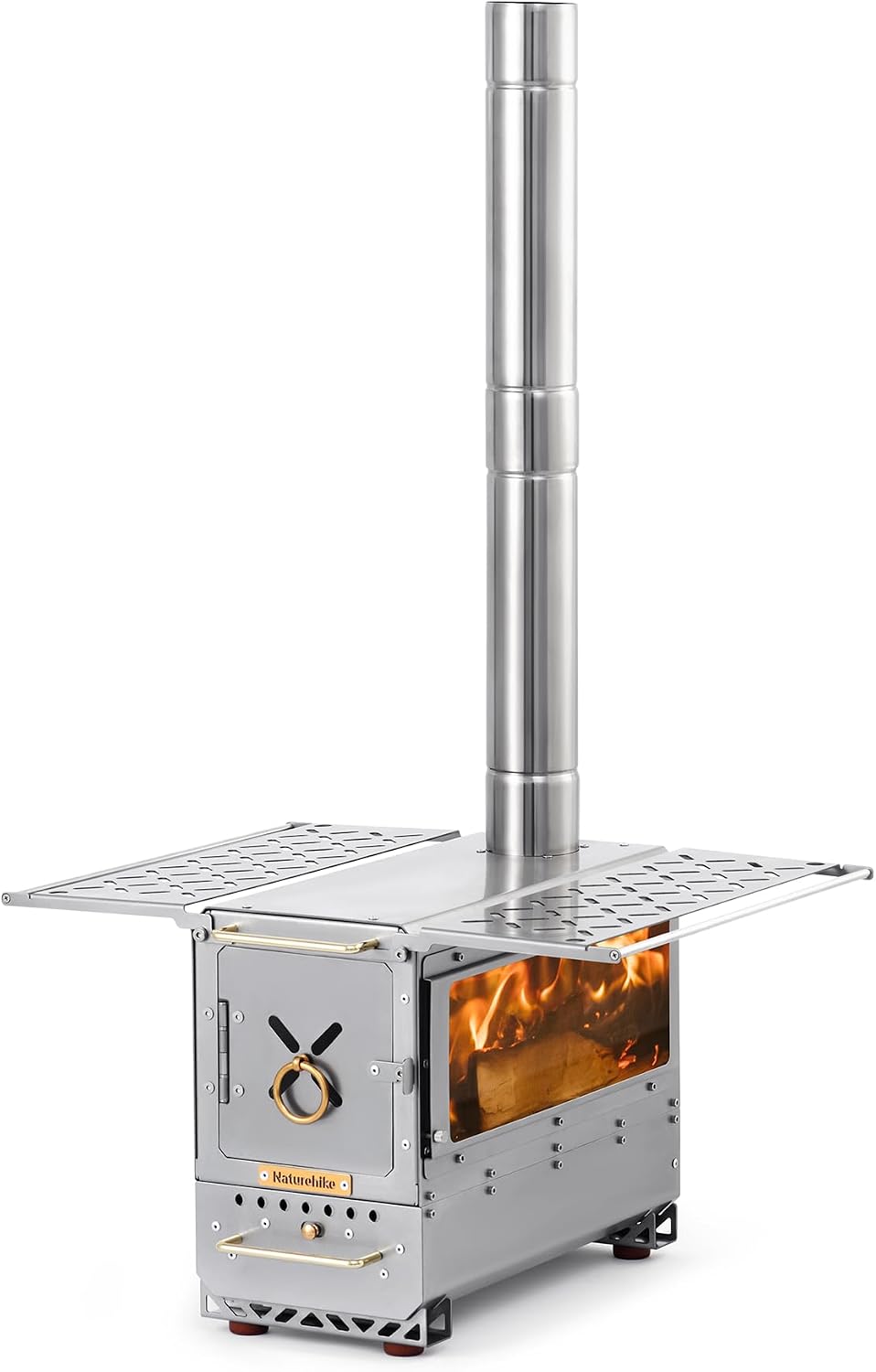 Naturehike Icefield Hot Tent Stove, Tabletop Camping Stove with 47.2' Chimney Pipes, Outdoor Tabletop Fire Pit